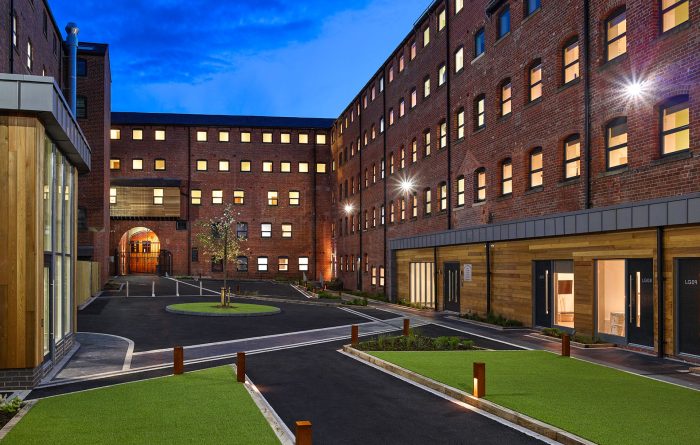 huttons buildings courtyard dusk