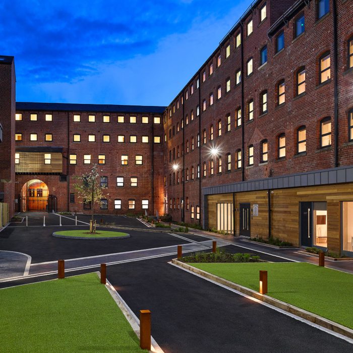 huttons buildings courtyard dusk